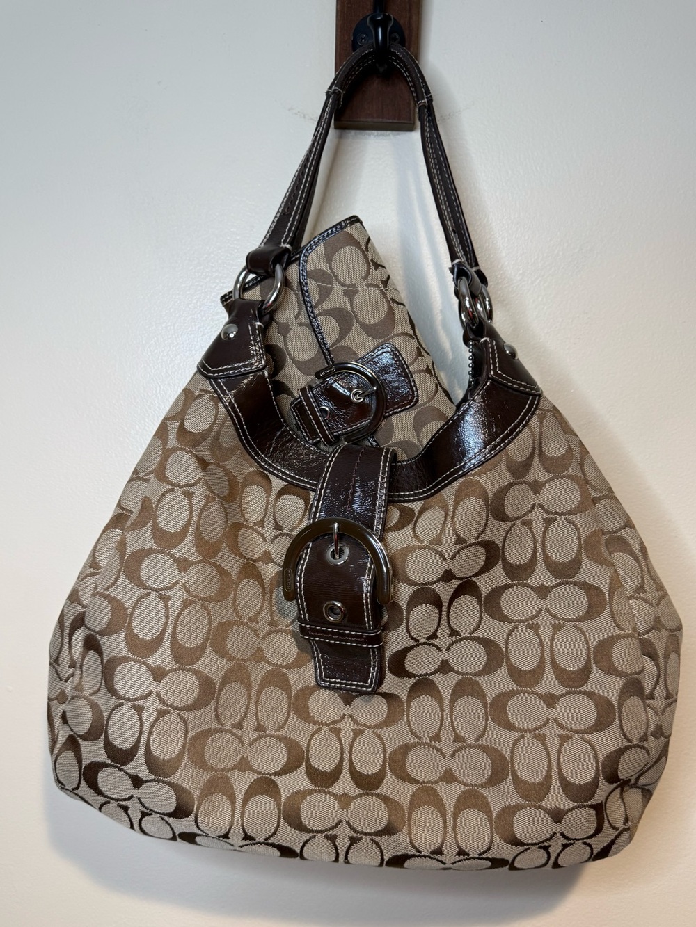 Vintage Y2K jacquard Coach Signature Soho Large Lynn Hobo Bag & wallet